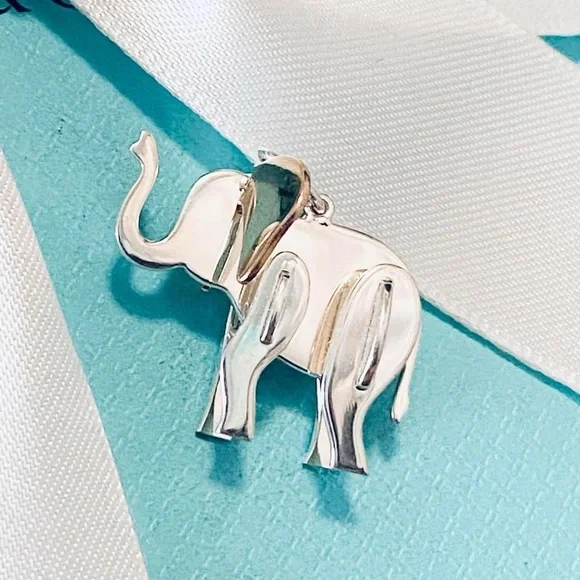 RARE Tiffany Two-Tone Save the Wild Elephant Charm - Picture 3 of 3